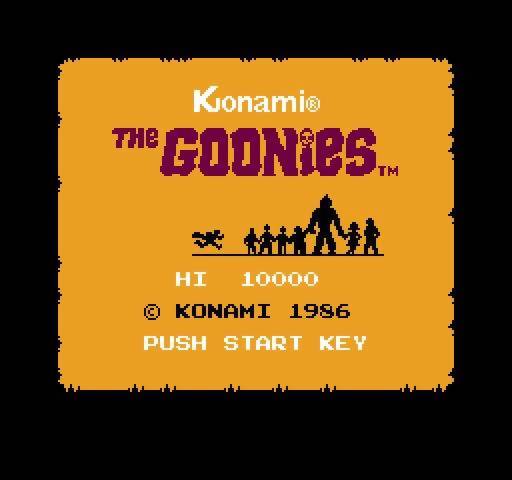 The title screen of The Goonies Nes version.