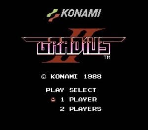 This image is a screenshot of the title screen of Gradius II.