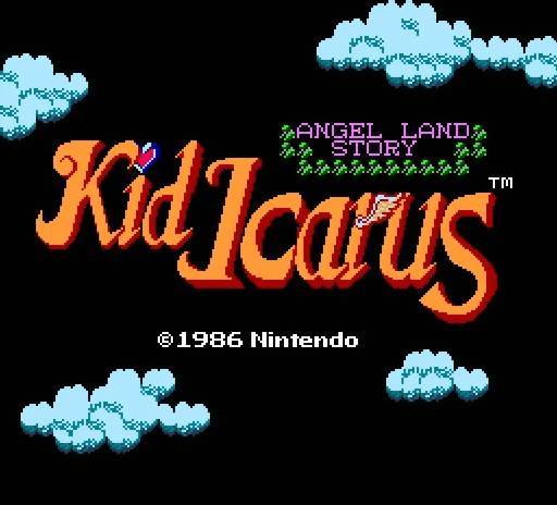 The title screen of Kid Icarus for the Nes