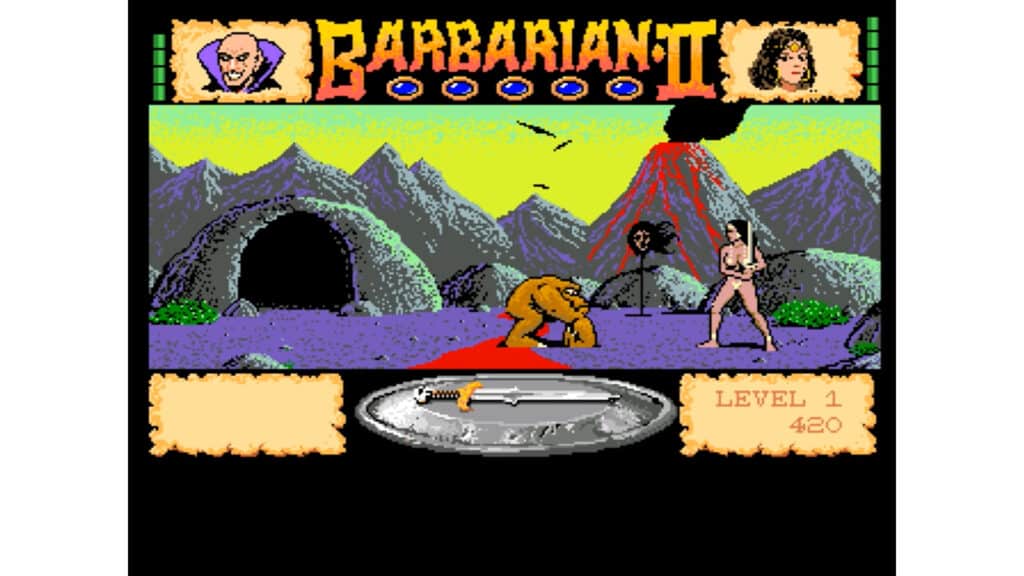 An in-game screenshot from Barbarian II: The Dungeon of Drax.