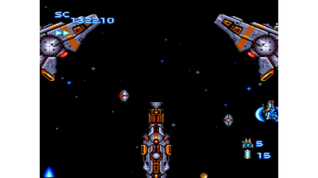 An in-game screenshot from Blazing Lazers.