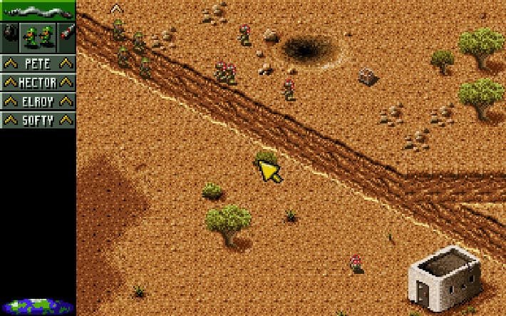 Cannon Fodder 2 starts with some straightforward desert action.