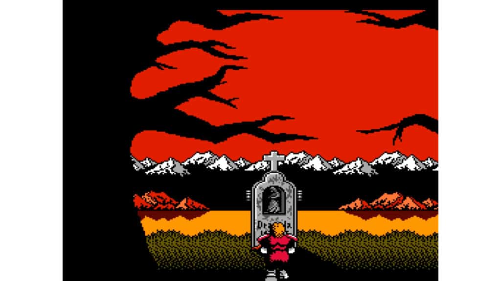 An in-game screenshot from Castlevania II: Simon's Quest.