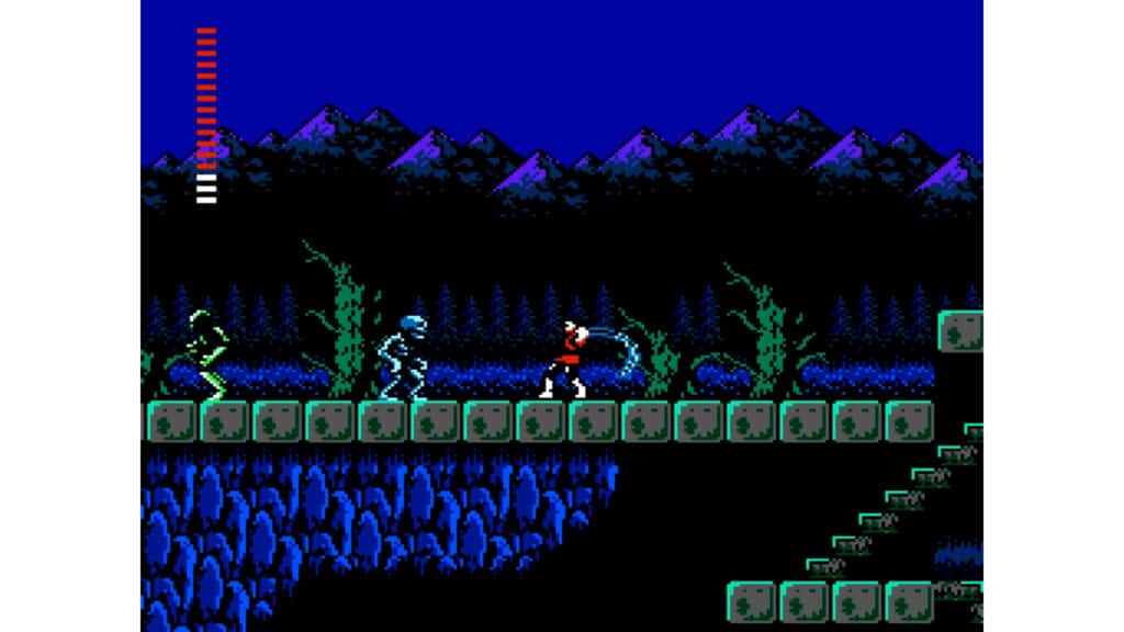 An in-game screenshot from Castlevania II: Simon's Quest.