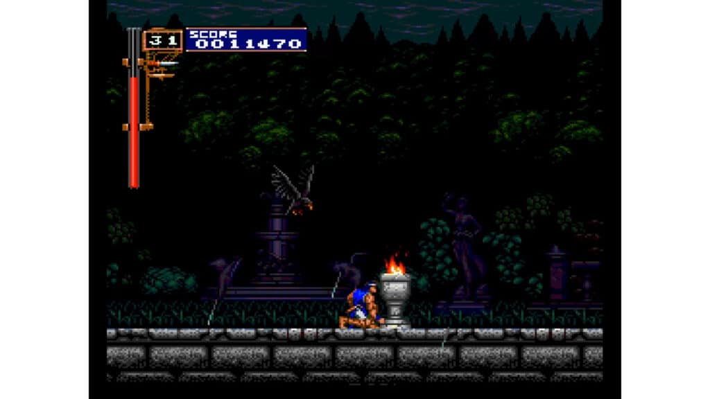 An in-game screenshot from Castlevania: Rondo of Blood.