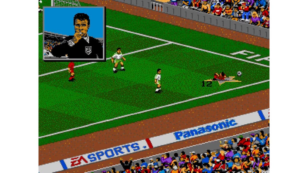 An in-game screenshot from FIFA Soccer 95.