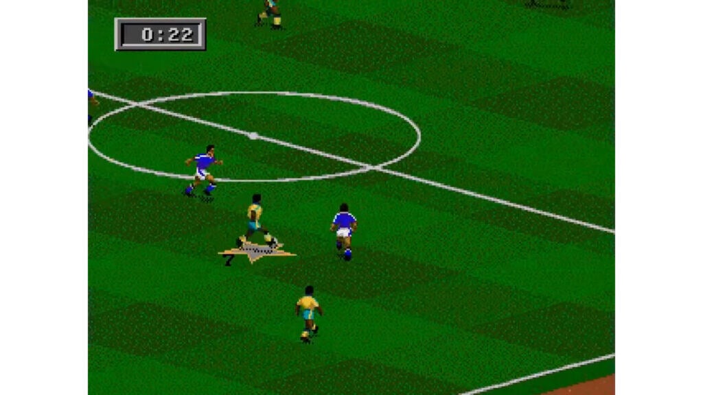 An in-game screenshot from FIFA Soccer 95.