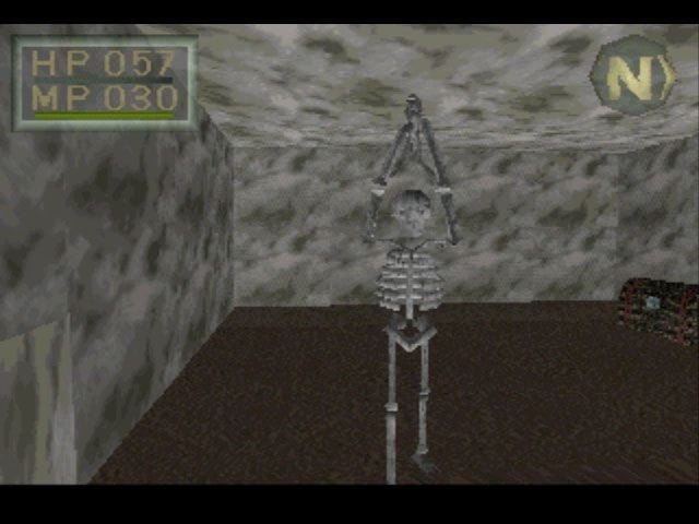 King's Field II players must contend with menacing foes like this skeleton.