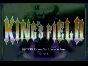 The title screen for King's Field II shows a menacing demonic figure.