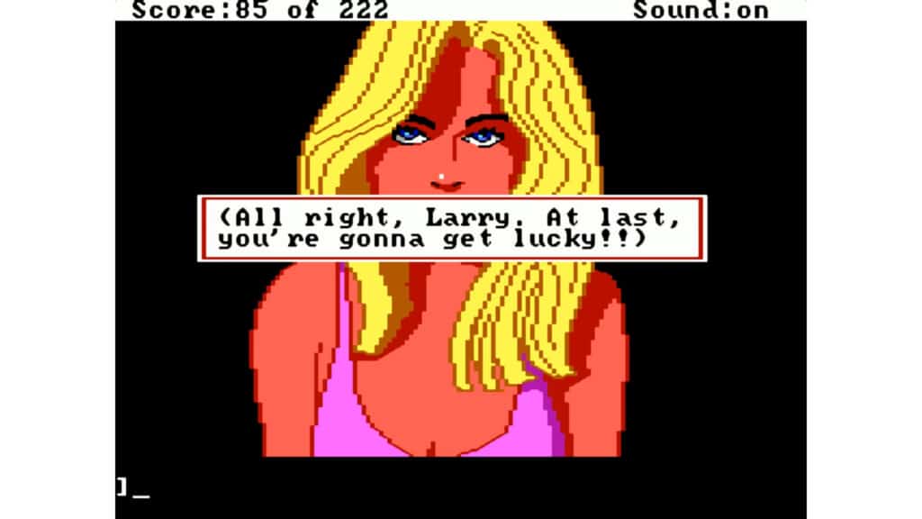 An in-game screenshot from Leisure Suit Larry in the Land of the Lounge Lizards.
