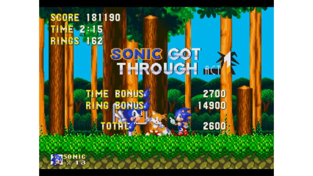 An in-game screenshot from Sonic 3 & Knuckles.