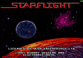 Cover Art for Starflight. Dark galaxy with purple stars and two ominous planets.