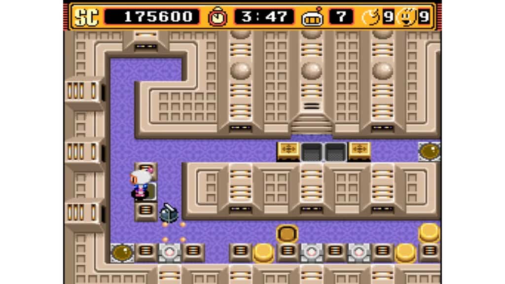 An in-game screenshot from Super Bomberman 2.
