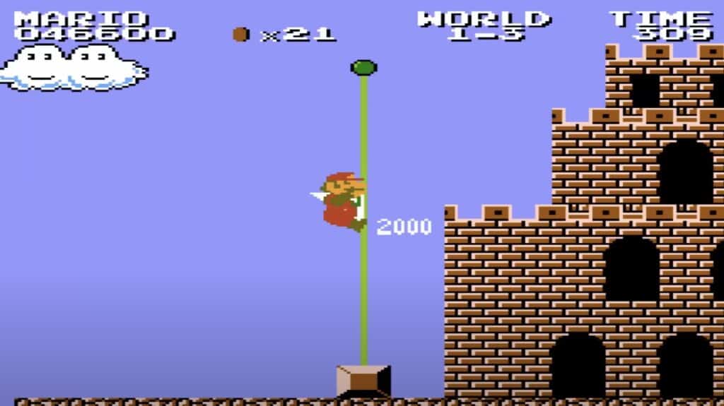 Mario winning a level in The Lost Levels