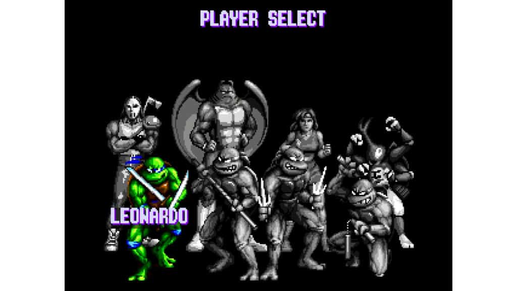 An in-game screenshot from Teenage Mutant Ninja Turtles: Tournament Fighters.
