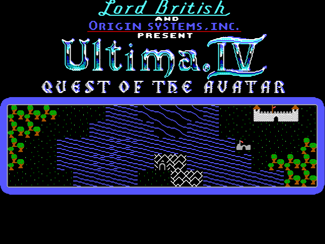Splash screen for Ultima IV: Quest of the Avatar.