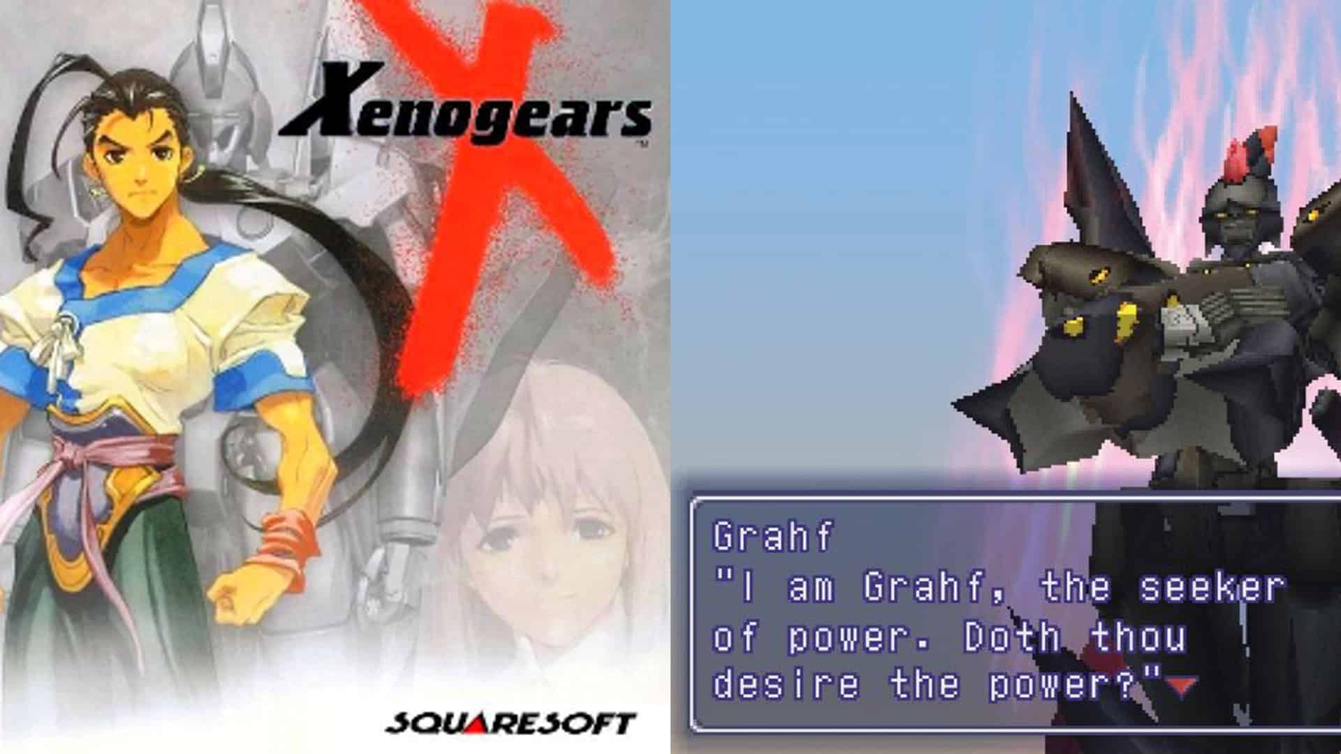 Xenogears box art and gameplay