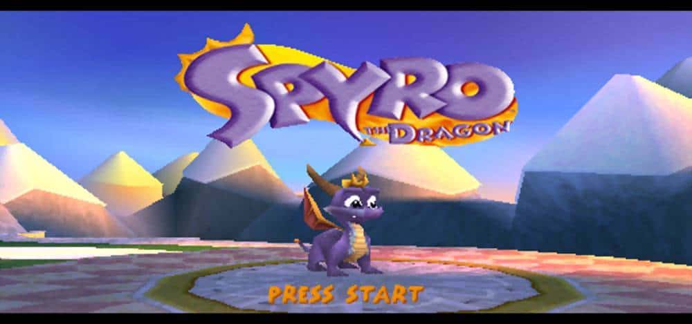 The title screen of Spyro the dragon.