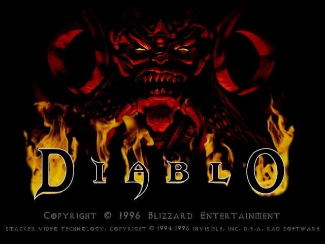 The title screen of Diablo shows the snarling face of the prince of darkness himself.