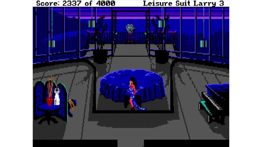 An in-game screenshot from Leisure Suit Larry III: Passionate Patti in Pursuit of the Pulsating Pectorals.