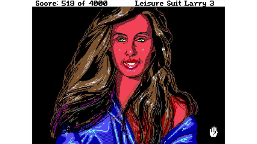 An in-game screenshot from Leisure Suit Larry III: Passionate Patti in Pursuit of the Pulsating Pectorals.