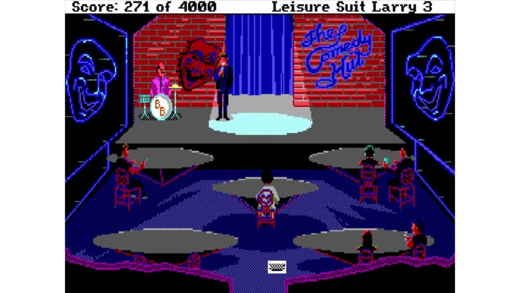 An in-game screenshot from Leisure Suit Larry III: Passionate Patti in Pursuit of the Pulsating Pectorals.