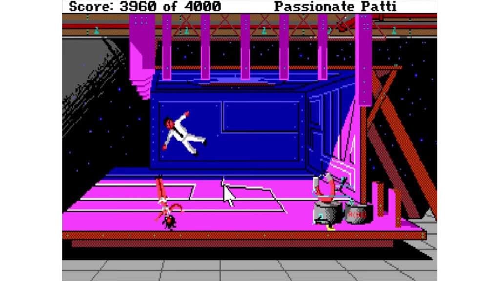 An in-game screenshot from Leisure Suit Larry III: Passionate Patti in Pursuit of the Pulsating Pectorals.