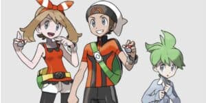 A picture of May, Brendan, and Wallace from Pokemon