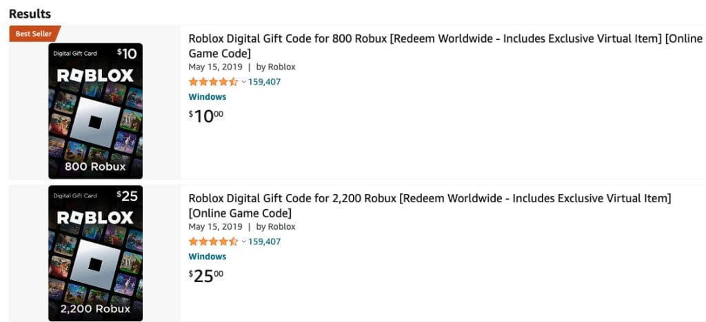 Amazon search results