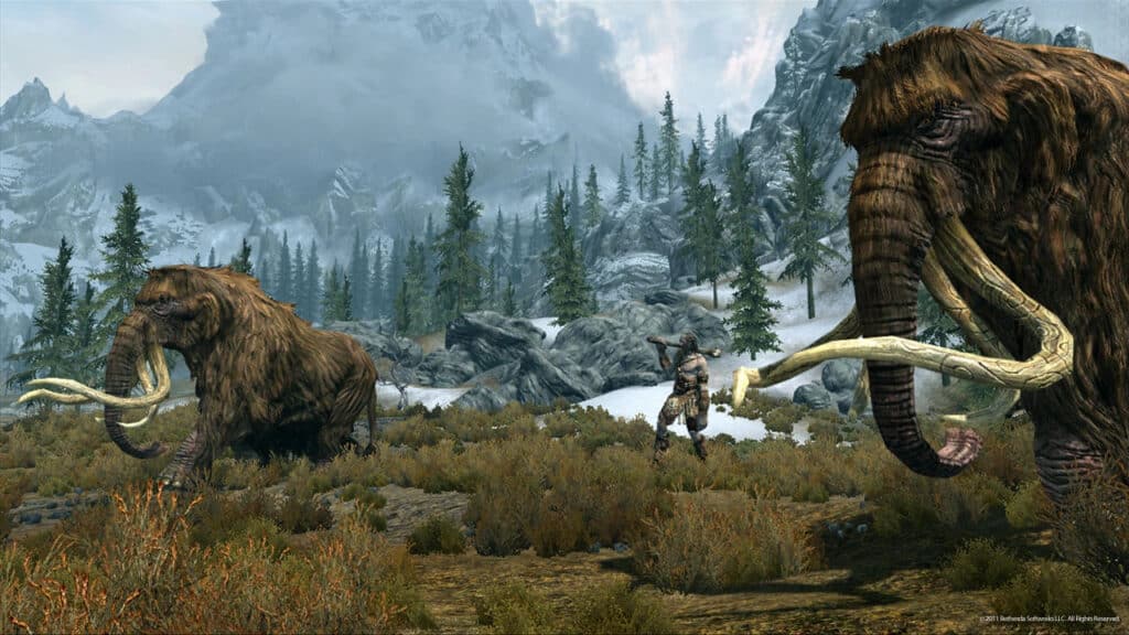 Skyrim's giants can often be found herding mammoths.