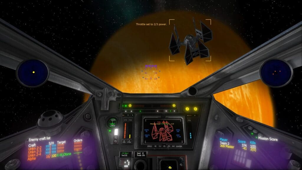 An in-game screenshot from Star Wars: X-Wing Alliance.