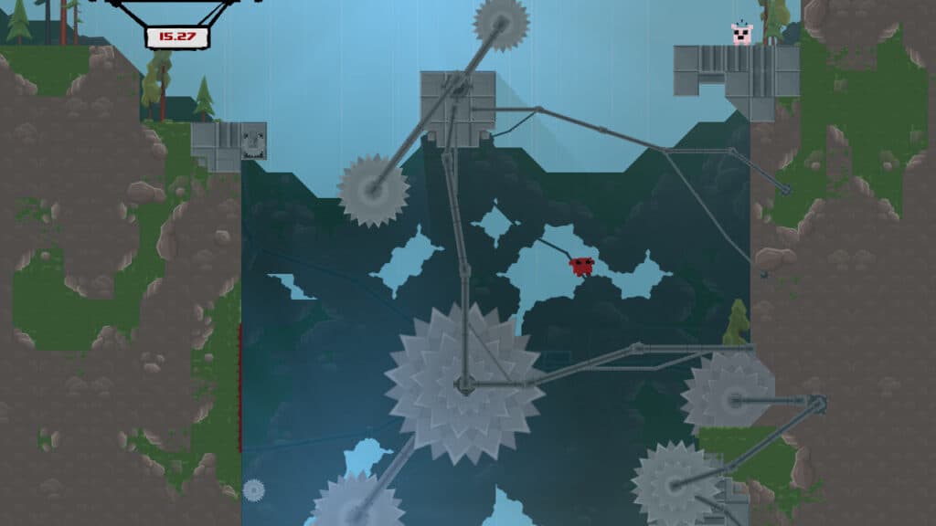 Super Meat Boy's intense levels are full of deadly traps.