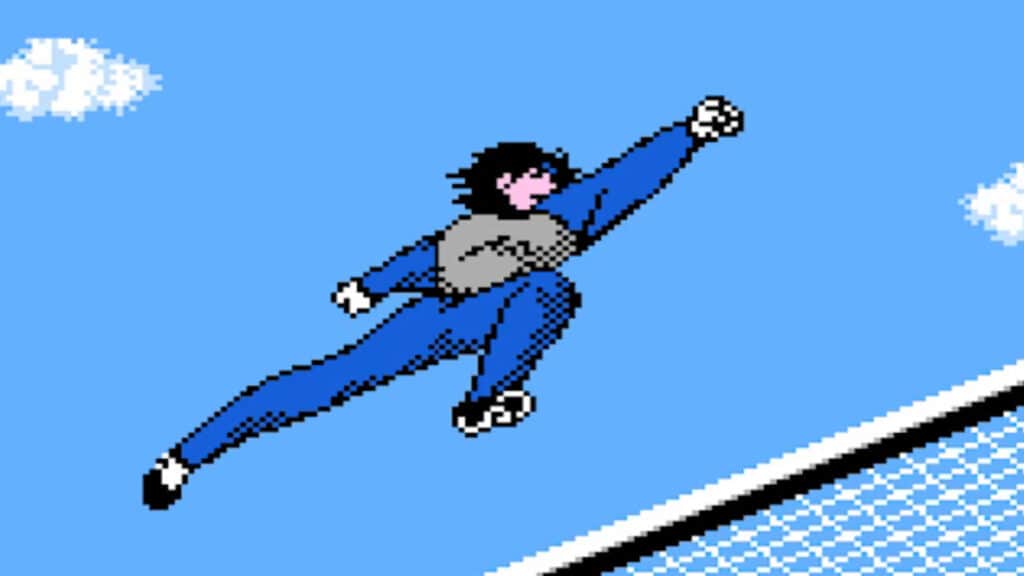 An in-game screenshot from Tecmo Cup Soccer Game.