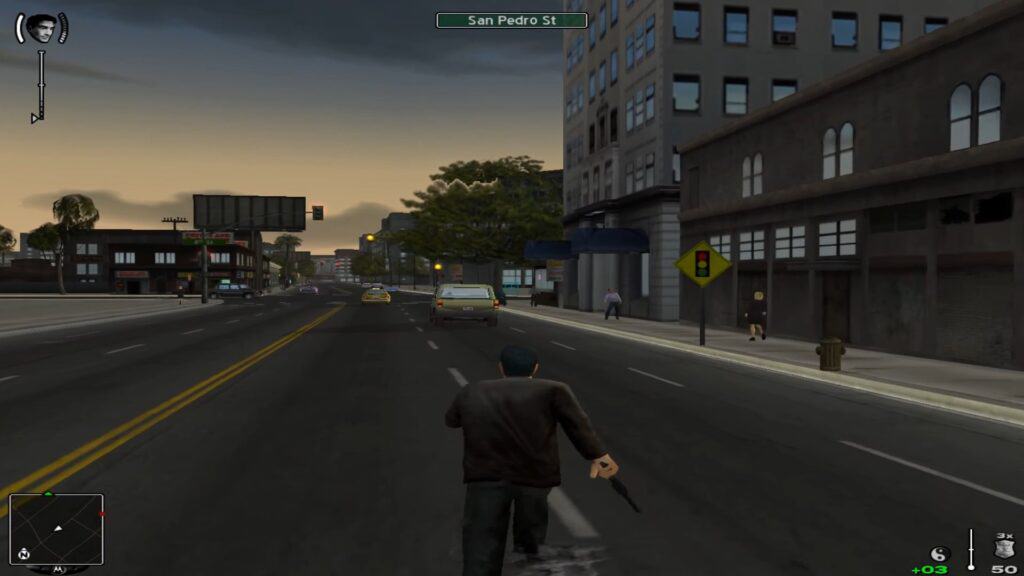 An in-game screenshot from True Crime: Streets of LA.