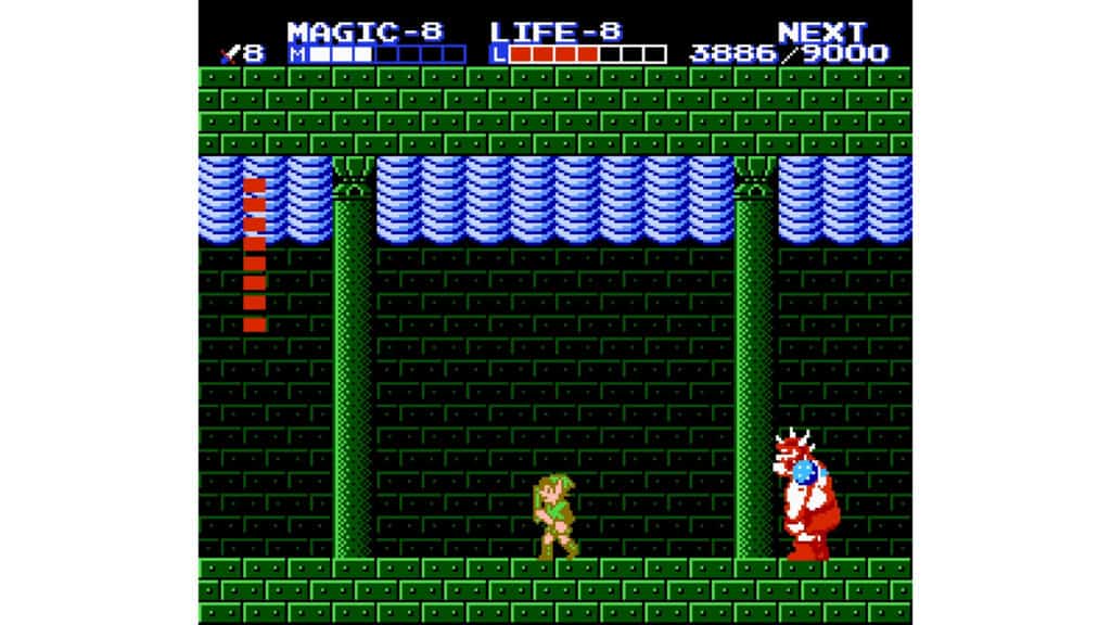 An in-game screenshot from Zelda II: The Adventure of Link.