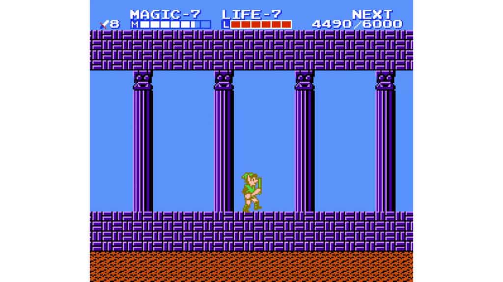 An in-game screenshot from Zelda II: The Adventure of Link.