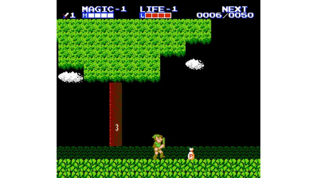 An in-game screenshot from Zelda II: The Adventure of Link.