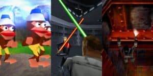 Collage of Ape escape, star wars, and syphon filter