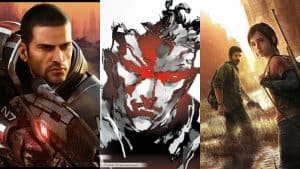Mass Effect 2, Metal Gear Solid, and The Last of Us key art