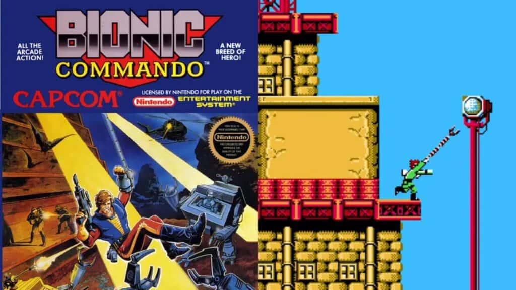 Bionic Commando box art and gameplay