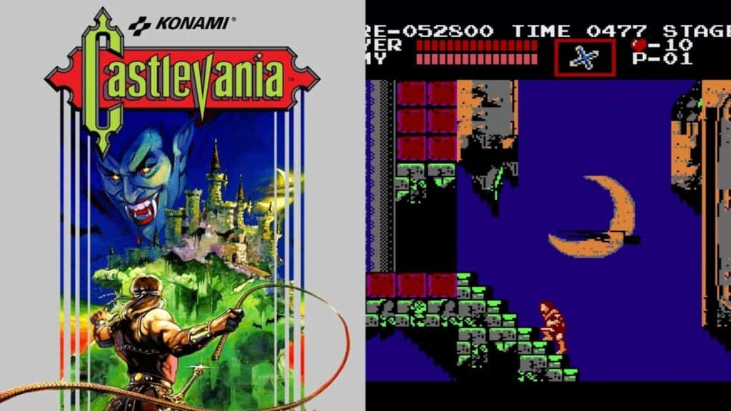 Castlevania box art and gameplay