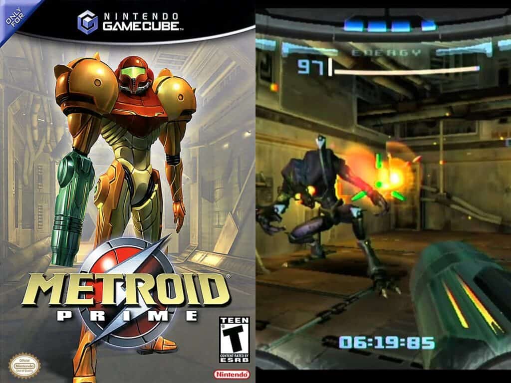 Metroid Prime box art and gameplay