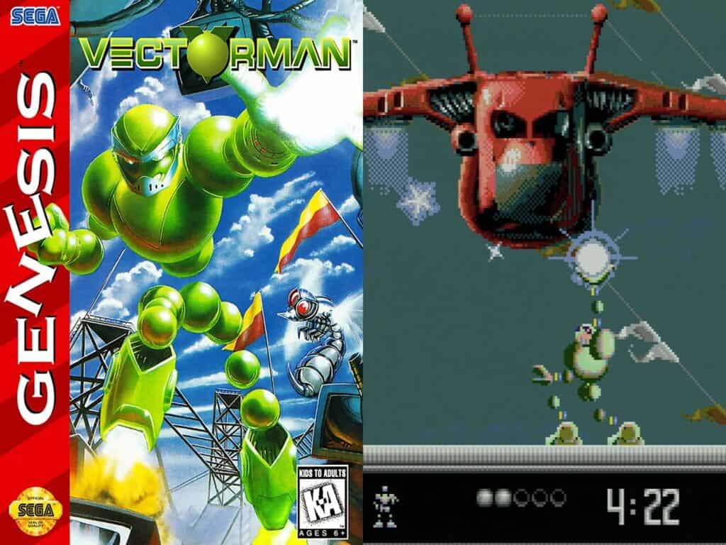 Vectorman box art and gameplay