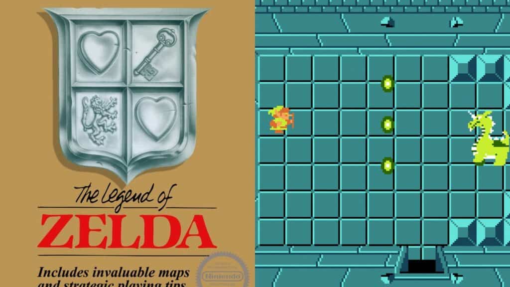 The Legend of Zelda box art and gameplay