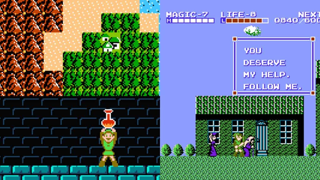 Zelda II map and magic container