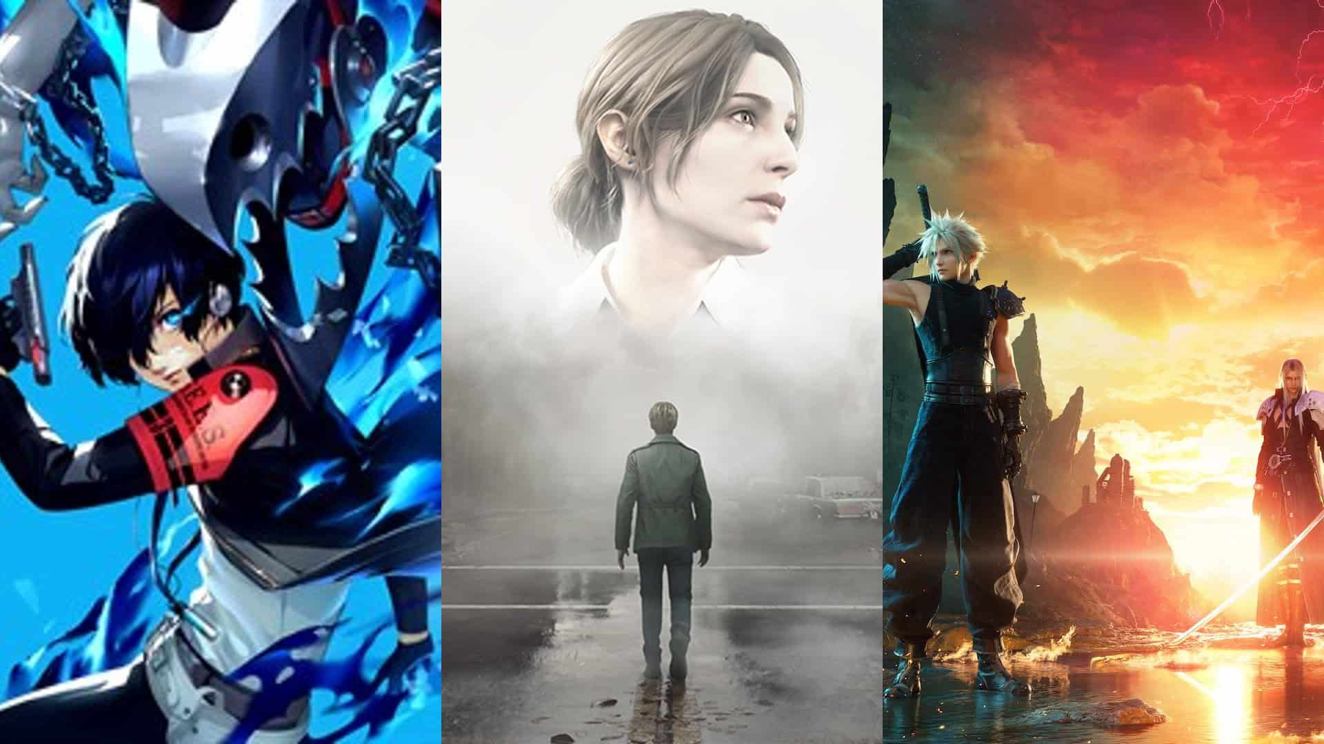 Persona 3 Reload, Silent Hill 2, and Final Fantasy VII Rebirth key art