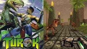 Turok: Dinosaur Hunter cover and gameplay