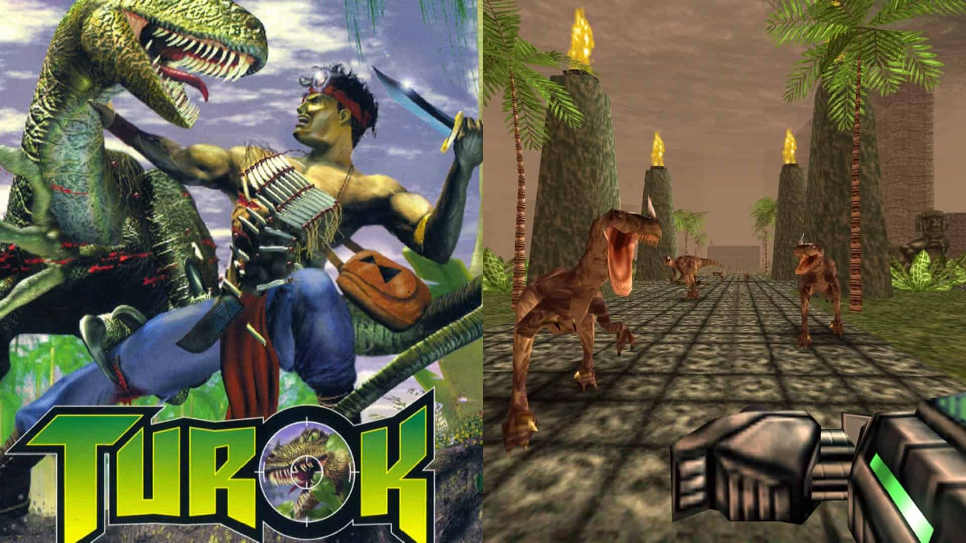 Turok: Dinosaur Hunter cover and gameplay
