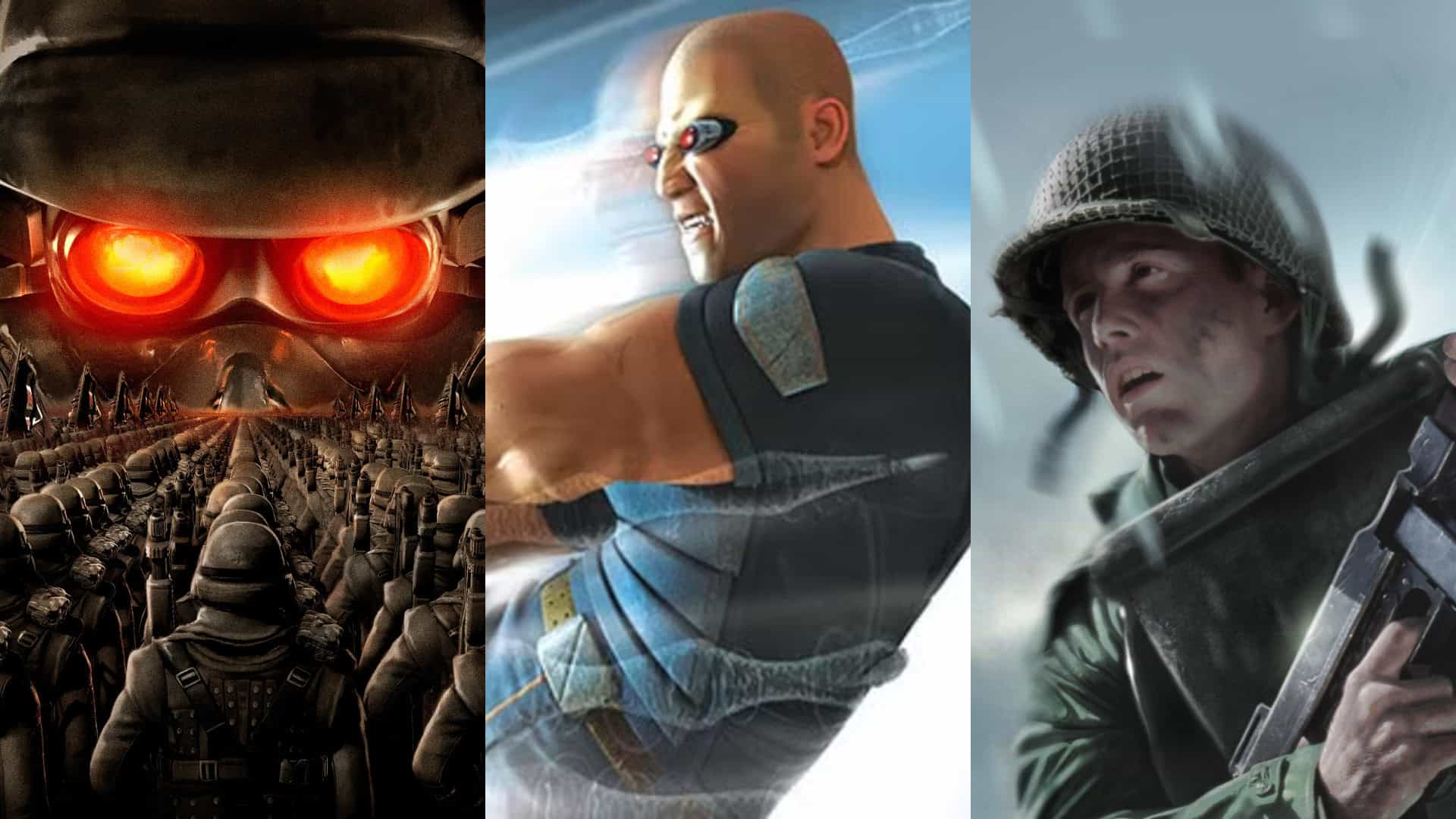 Killzone, TimeSplitters 2, and Medal of Honor: Frontline key art