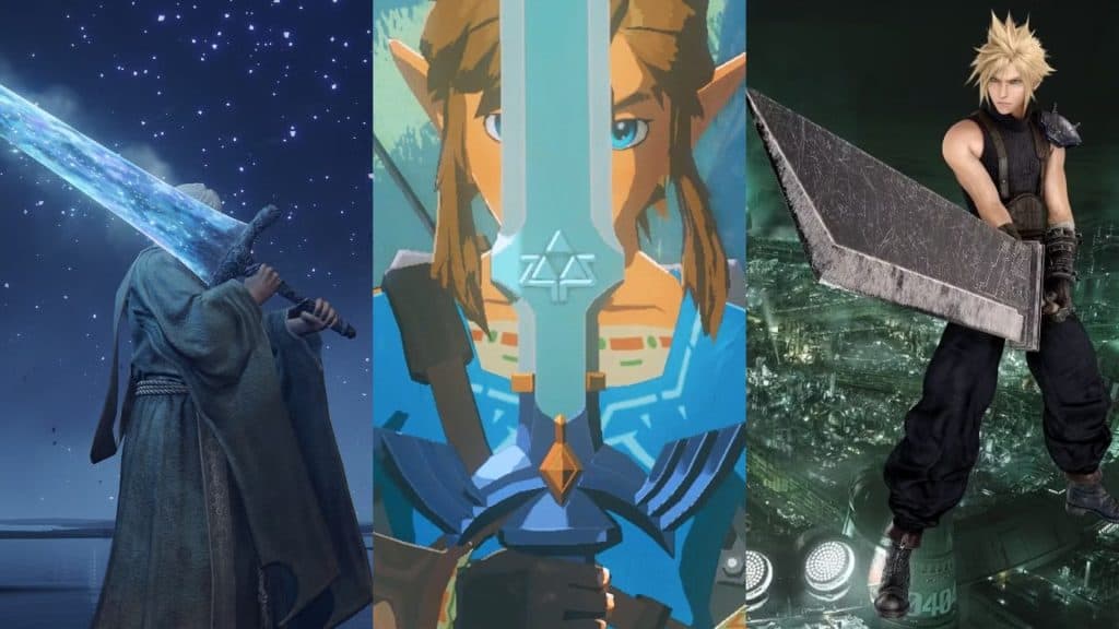 The Legend of Zelda: Breath of the Wild, Final Fantasy VII Remake, and Elden Ring gameplay